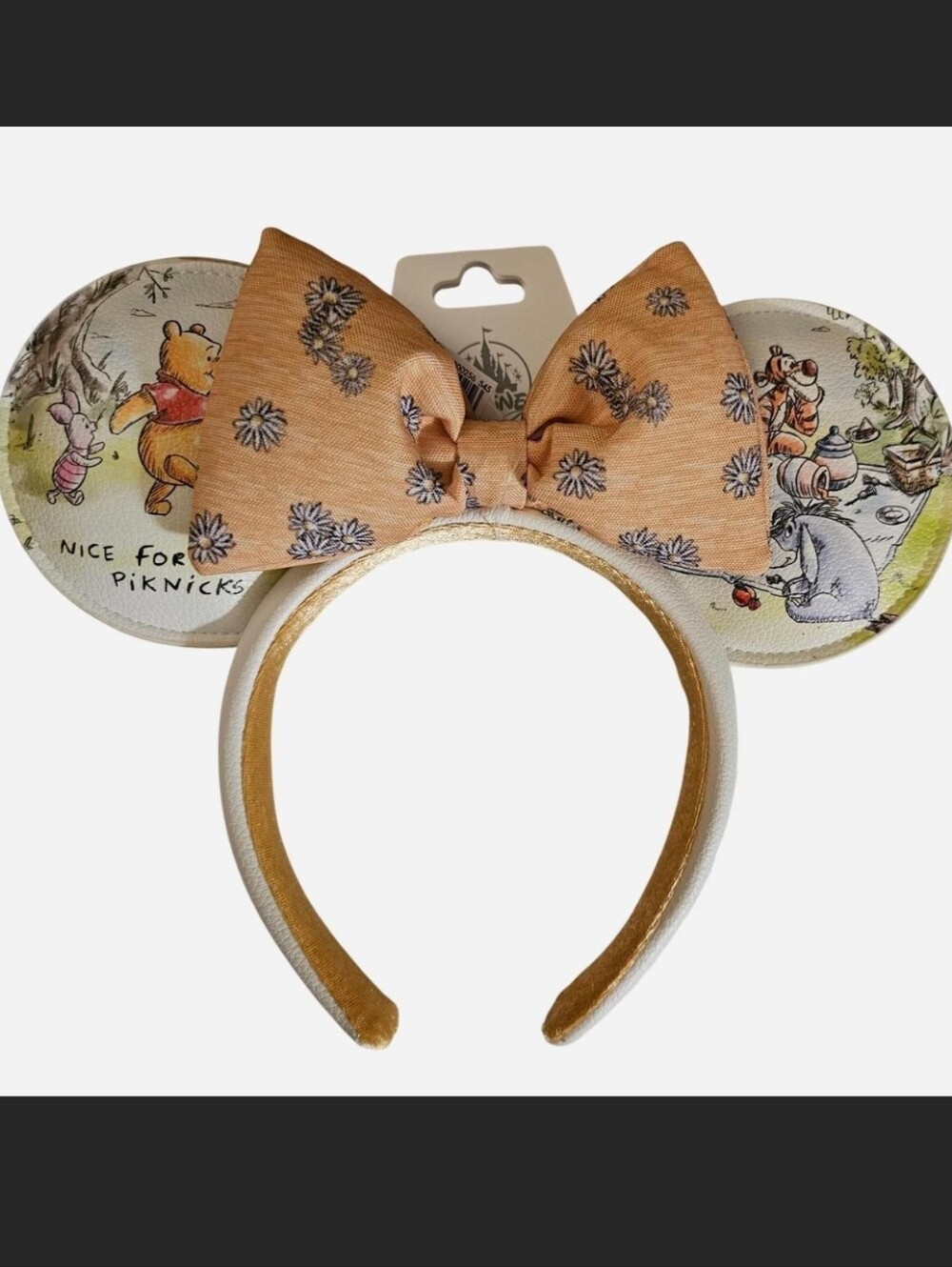 Disney White and Gold Minnie Ear Headband with Bee Detail